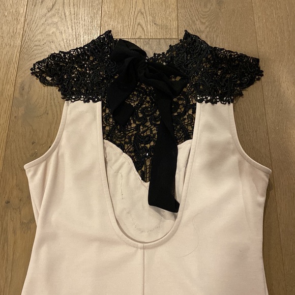 Black Lace/Sequin Top on Nude Dress - Picture 4 of 6